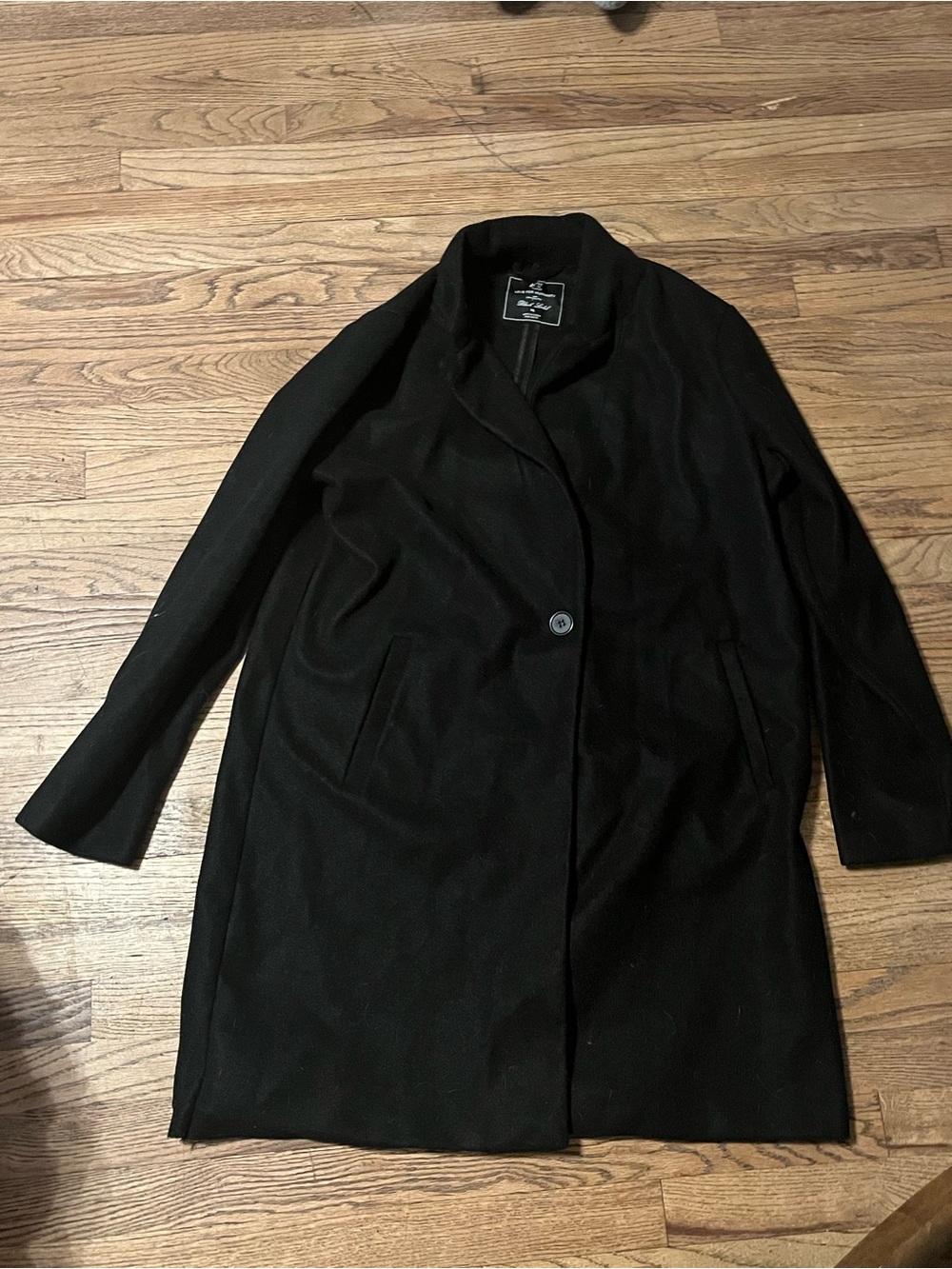Black Label Black Single-Button Wool-Blend Trench Coat